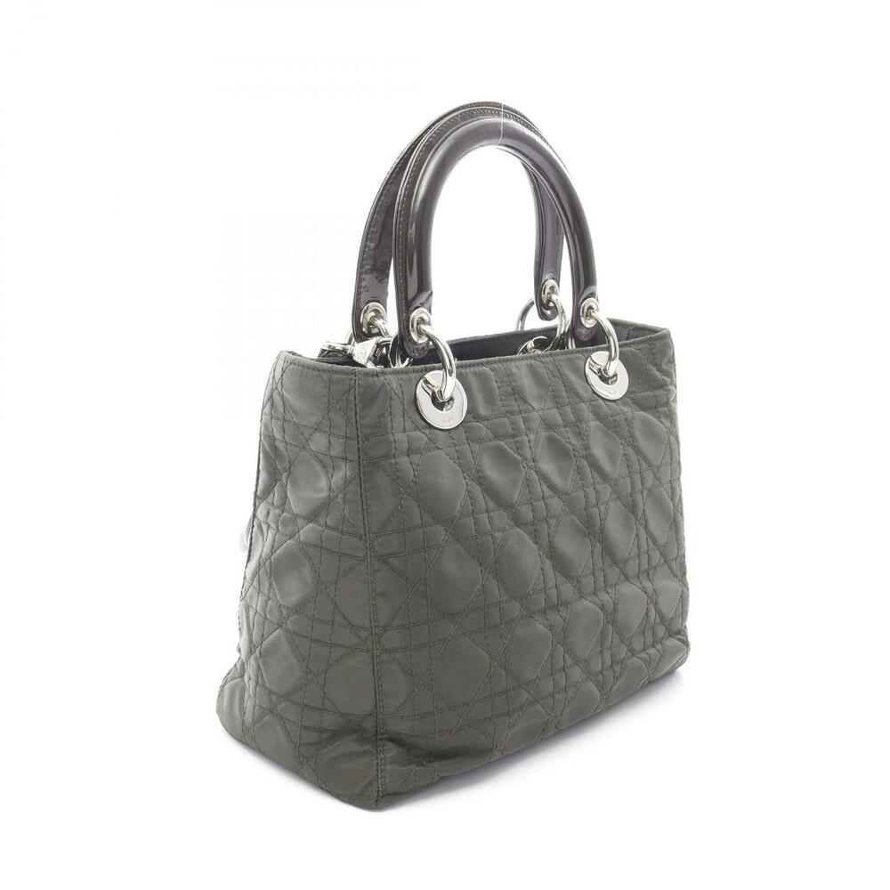 Dior Leather Green LADY Handbag Cannage Brown